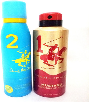 

Beverly Hills Polo Club 2 AND MUSTANG Deodorant Spray - For Men & Women(325 ml, Pack of 2)