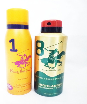 

Beverly Hills Polo Club 1 AND HIGHLANDER Deodorant Spray - For Men & Women(325 ml, Pack of 2)