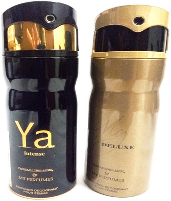 

PARFUMDELUXE MY DELUXE AND YA INTENSE Deodorant Spray - For Women(400 ml, Pack of 2)