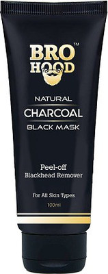 

Brohood Natural Activated Charcoal Black Mask | Peel Off Blackhead Remover Face Pack - Sulphate & Paraben FREE(100 ml)