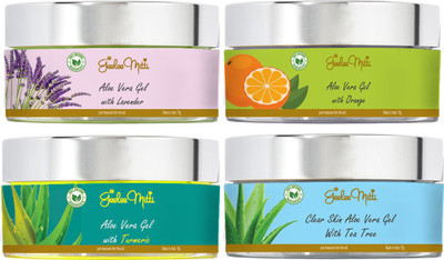 

Geeleemitti Aloe Vera Gel Lavender, Turmeric, Tea-Tree & Orange for Face Care, Fairness, Beautification, Anti-Ageing Effects, Acne & Scar Removal Combo Pack of 4 x 75g(300 g)