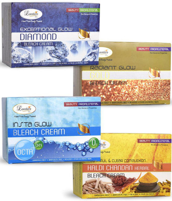 

Luster Exceptional Glow Diamond + Insta Glow + Radiant Glow Gold + Haldi Chandan Herbal Bleach Cream(2000 ml)