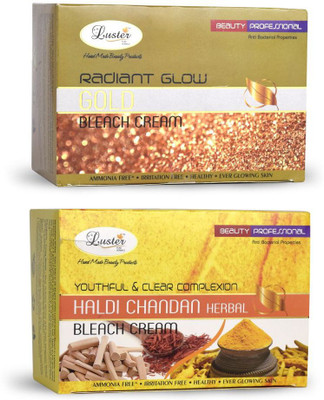 

Luster GOLD BLEACH CREAM + HALDI CHANDAN HERBAL BLEACH CREAM (with Pre Bleach Cream & Post Bleach Pack)(1000 g)