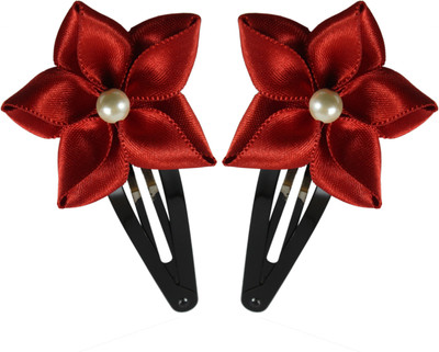 

Threads N Ribbons Red Ribbon Flower Hair Clip(Red)