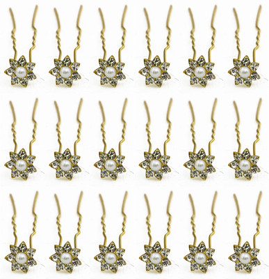 

Paradise Hair Pins For Women/Bridal Hair Accessories For Women And Girls/Juda Pins For Women with white pearls Hair Pin(Gold)