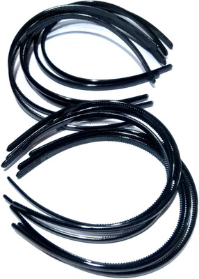 

nawani 12 Pic Plastic Hair Band Hair Hoop Hair Accessories Size- 16x14x1 cm Black Head Band(Black)