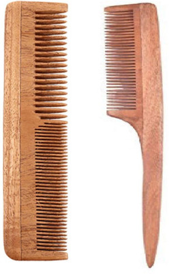 

Osking 100% Neem Wood Combs Anti Hairfall & Anti Dandruff Comb For Men & Women Model No. 2 & Tail Comb Combo Of 2
