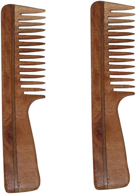 

Osking Combo Of 2, Good Quality Hair Neem Wood Comb For Control Hair Fall, Anti Dandruff Natural Brown Model No 4