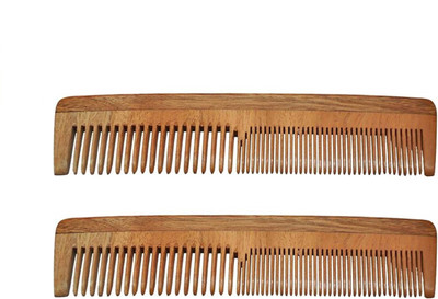 

Osking Pack of 2 Anti Hair-Fall Neem Wood Hair Comb Hand made Anti-Dandruff Comb, For Men & Women Model No.2 (Pack of 2)
