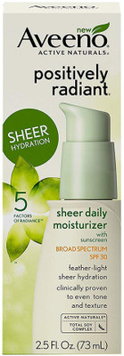 

Aveeno Positively Radiant Sheer Daily Moisturizing Lotion for Dry Skin with Total Soy Complex and SPF 30...(73 ml)