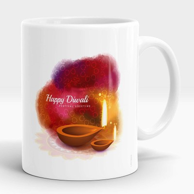 LASTWAVE Ceramic Coffees - Happy Diwali Festival Greeting| Diwali Gifts for Girls, Mother, Him, Father | 11oz Ceramic Coffees Ceramic Coffee Mug(325 ml)