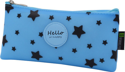 

Minaar Silicon Pencil (Stationery) Pouch Polka Print Blue Silicon Pouch Art EVA Pencil Box(Set of 1, Light Blue, Black)
