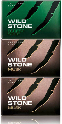 

Wild Stone 1 Forest Spice Soap 125 Gm and 2 Musk Soap 125 Gm(375 g, Pack of 3)