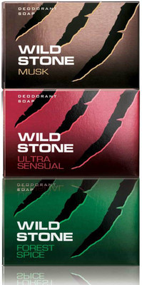 

Wild Stone 1 Forest Spice Soap , 1 Ultra Sensual Soap and 1 Musk Soap (125 Gm each)(375 g, Pack of 3)