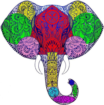 Jump up 45 cm Elephant art Self Adhesive Sticker(Pack of 1)