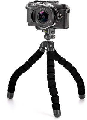 

LIFEMUSIC Fully Flexible Foldable Adjustable Octopus Medium Size Tripod Stand for All Mobile Smartphones, DSLR Cameras With Flexible Leg - Universal Mount Clip Tripod(Black, Supports Up to 1000 g)