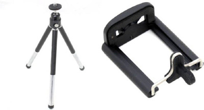 

TechGear 2 IN ONE MINI TRIPOD +PHONE HOLDER BRACKET STAND ADAPTER MOUNT For All smartphone MONOPOD Tripod(Black, Supports Up to 1000 g)