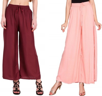 SriSaras Regular Fit, Relaxed Women Maroon, Pink Trousers