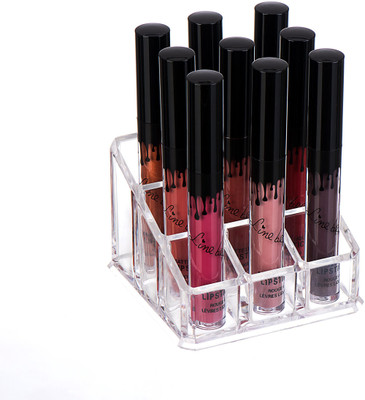 

Styleys 9 Compartment Luxurious Clear Acrylic Makeup Organiser Lipstick Holder Case Makeup, Jewellery Multi Purpose Vanity Box Vanity Box(White)