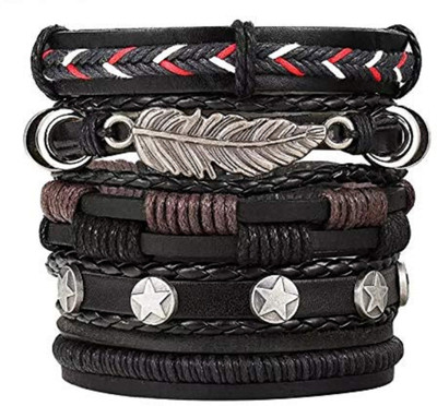 Univocean Leather Bracelet Set(Pack of 5)