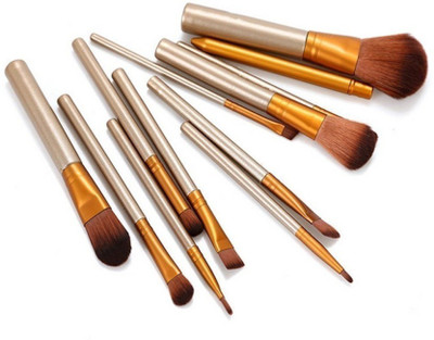 

Gjshop Naked3 Naked 12 Pcs Wooden and Golden Handle Full Makeup Brush Set Chubby Pier Foundation Makeup Brush(Pack of 12)