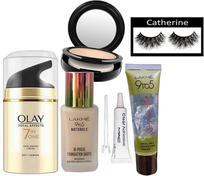 

catherine Eyelashes, Fix Compact, Clear Adhesive Eyelashes Glue, BI-PHASE Foundation, Infallible Mattifying Base Primer,Total Effects 7in1 Anti Ageing Cream(Set of 6)
