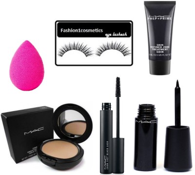 

fashion1cosmetics combo of prep+prime b.b cream,compact,eyeliner,mascara,makeup puff and eyelashes(Set of 6)