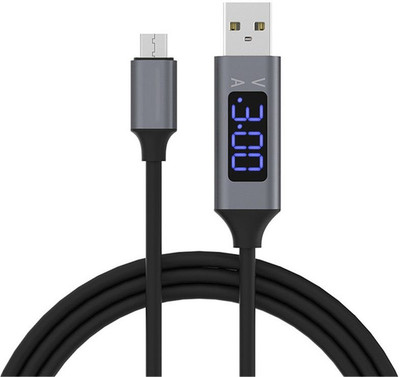 

Cellhub 3amp Digital LCD Display Micro USB Fast Charging Cables Charger Adapter Power Cord(Compatible with Phone, Black, Silver, Sync and Charge Cable)