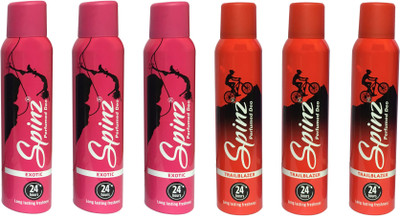 

SPINZ EXOTIC & TRAIL BLAZER (PACK OF 6) Deodorant Spray - For Women(150 ml, Pack of 6)