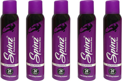 

SPINZ ENCHANTE (PACK OF 5) Deodorant Spray - For Women(150 ml, Pack of 5)