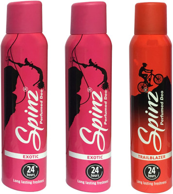 

SPINZ EXOTIC & TRAIL BLAZER (PACK OF 3) Deodorant Spray - For Women(150 ml, Pack of 3)