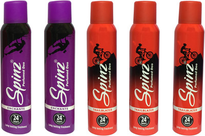 

SPINZ ENCHANTE & TRAIL BLAZER (PACK OF 5) Deodorant Spray - For Women(150 ml, Pack of 5)