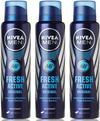 

Nivea Fresh Active Original Body Spray - For Men(450 ml, Pack of 3)