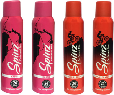 

SPINZ EXOTIC & TRAIL BLAZER (PACK OF 4) Deodorant Spray - For Women(150 ml, Pack of 4)