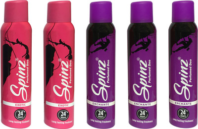 

SPINZ EXOTIC & ENCHANTE (PACK OF 5) Deodorant Spray - For Women(150 ml, Pack of 5)