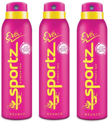 

EVA Bounce Sportz Set Of 3 (125 ml X 3 Pc) Deodorant Spray - For Men & Women(375 ml, Pack of 3)