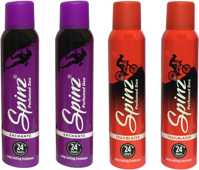

SPINZ ENCHANTE & TRAIL BLAZER (PACK OF 4) Deodorant Spray - For Women(150 ml, Pack of 4)