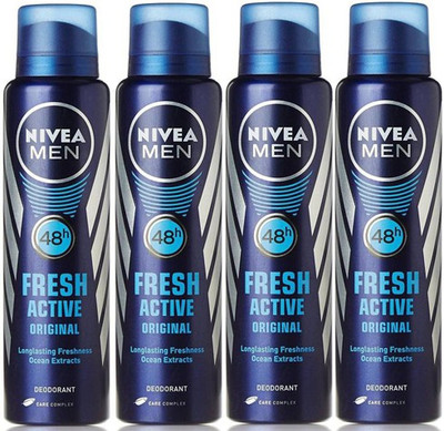 

Nivea Fresh Active Original Body Spray - For Men(600 ml, Pack of 4)