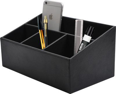 

STATE OF THE ART 4 Compartments Leather Desk Organizer(Black)