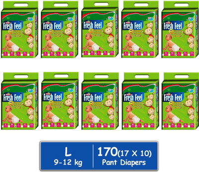 

Fresh Feel Large Pant Diaper(Mega Pack-(102/136/170/204)pieces) - L(170 Pieces)