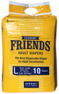 

Friends ECONOMY ADULT DIAPERS, SIZE LARGE, 10 PCS PACK, FOR WAIST SIZE 27.56''-55.12'' INCHES, TOTAL 10 DIAPERS Adult Diapers - L(10 Pieces)
