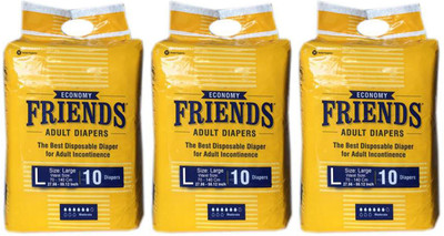 

Friends ECONOMY ADULT DIAPERS, SIZE LARGE, 10 PCS PACK, COMBO OF 3 PACKS FOR WAIST SIZE 27.56''-55.12'' INCHES, TOTAL 30 DIAPERS Adult Diapers - L(30 Pieces)