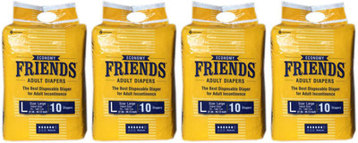 

Friends ECONOMY ADULT DIAPERS, SIZE LARGE, 10 PCS PACK, COMBO OF 4 PACKS FOR WAIST SIZE 27.56''-55.12'' INCHES, TOTAL 40 DIAPERS Adult Diapers - L(40 Pieces)