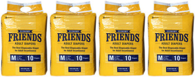 

Friends ECONOMY ADULT DIAPERS, SIZE MEDIUM, 10 PCS PACK, COMBO OF 4 PACKS, FOR WAIST SIZE 23.62"-47.24'' INCHES, TOTAL 40 DIAPERS Adult Diapers - M(40 Pieces)