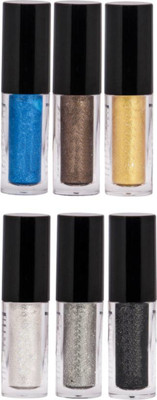 

firstzon™ smudgeproof glitter liquid eyeliner set of 6 12 ml(multicolor)
