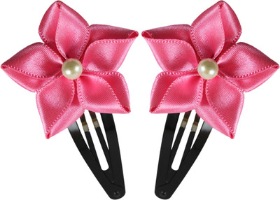 

Threads N Ribbons Pink Ribbon Flower Hair Clip(Pink)