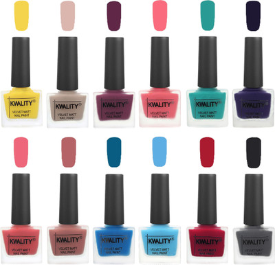 

Kwality Nail Paints | Professional Nail Polish| Nail Paint Combo Set of 12 Yellow-Light Baby Nude-Purple-Frozen Pink-Sea Green-Royal Blue-Nude Pink-Dark Nude-Peacock Blue-Light Blue-Berry -Dark Grey(Pack of 12)