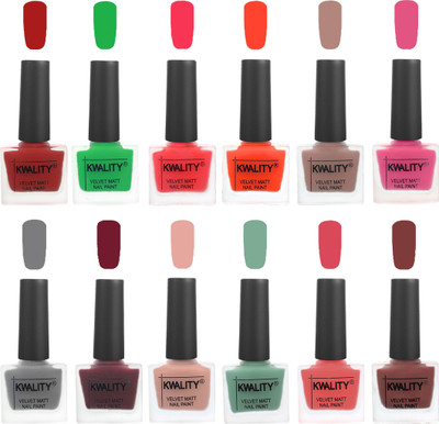 

Kwality Nail Paints | Nail Polish| Nail Paint Combo Set of 12 Red-Green-Pink Mania-Candy Orange-Salmon Run-Pink -Grey-Maroon-Salmon Pink-Mischievous Mint-Baby Pink-Dark Tan(Pack of 12)