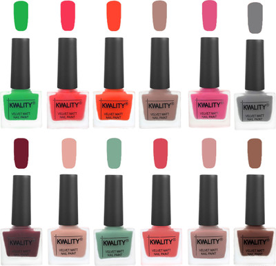 

Kwality Nail Paints | Nail Polish| Nail Paint Combo Set of 12 Green-Pink Mania-Candy Orange-Salmon Run-Pink -Grey-Maroon-Salmon Pink-Mischievous Mint-Baby Pink-Salmon-Shock Brown(Pack of 12)