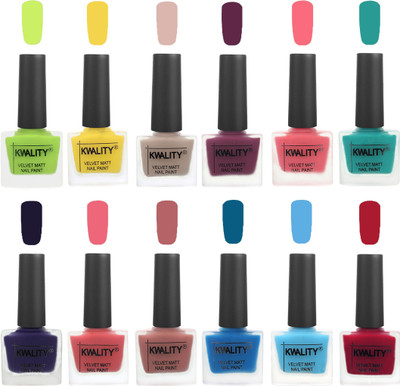 

Kwality Nail Paints | Professional Nail Polish| Nail Paint Combo Set of 12 Light Lemon Green-Yellow-Light Baby Nude-Purple-Frozen Pink-Sea Green-Royal Blue-Nude Pink-Dark Nude-Peacock Blue-Light Blue-Berry(Pack of 12)